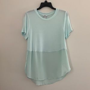 Teal high low split side top